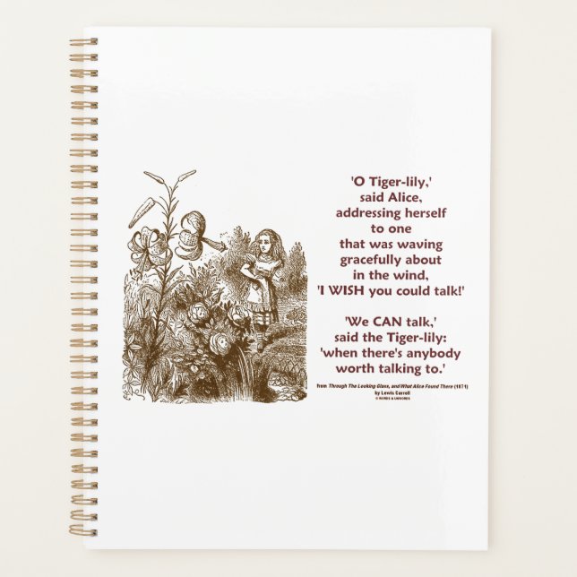 Tiger-Lily kann mit Wunderland sprechen Planer (Vorderseite)