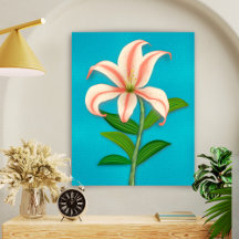 Tiger Lily Single Botanische Blume auf blau