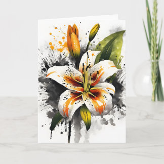 Tiger Lily - Watercolor flowers Karte