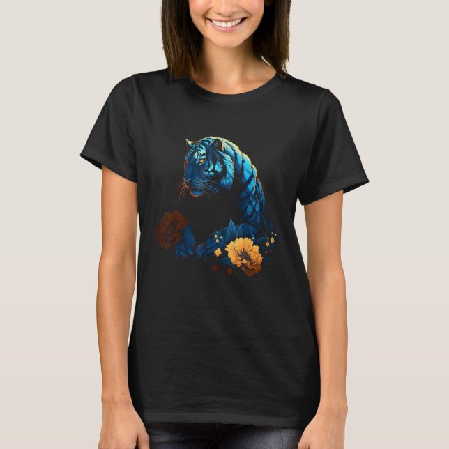 Tiger Lover Artwork Blume Animal Motif Tiger 14 T-Shirt (Vorderseite)