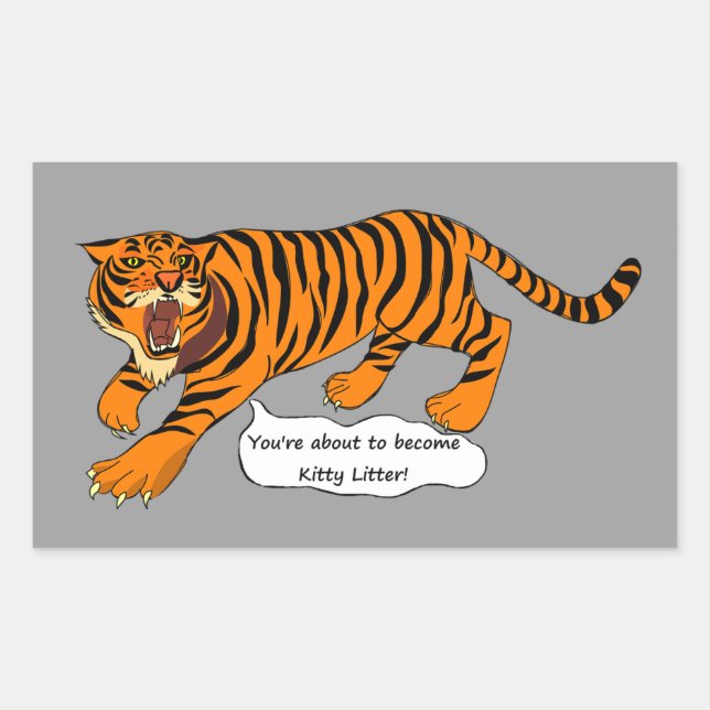 Tiger, Löwen und Gewehre Rechteckiger Aufkleber (Vorderseite)