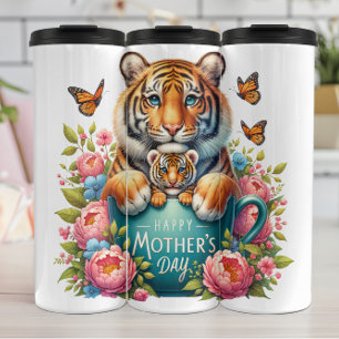 Tiger-Mama: Baby, Blume, Muttertag Thermosbecher