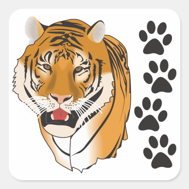 Tiger Mascot Quadratischer Aufkleber (Vorderseite)