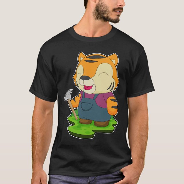 Tiger Miner Pickaxe Mining T-Shirt (Vorderseite)