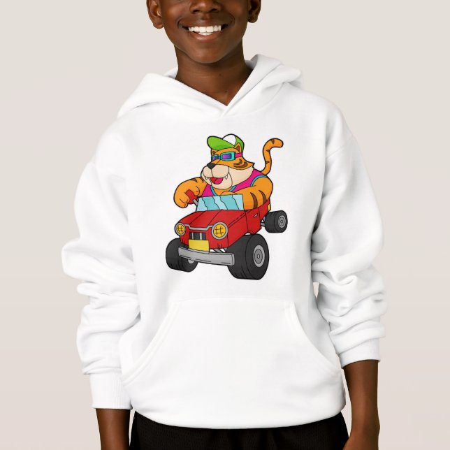 Tiger mit Auto Hoodie (Vorderseite)
