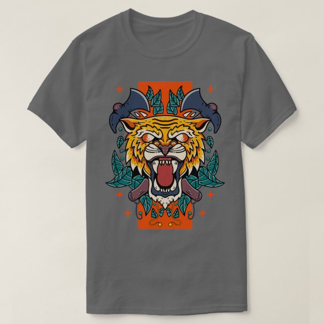 Tiger mit Axt im Hintergrund Classic TShirt (Design vorne)