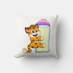 Tiger mit Babyflasche Milch Kissen