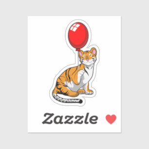 Tiger mit Ballon Aufkleber
