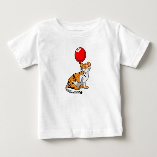 Tiger mit Ballon Baby T-shirt (Vorderseite)