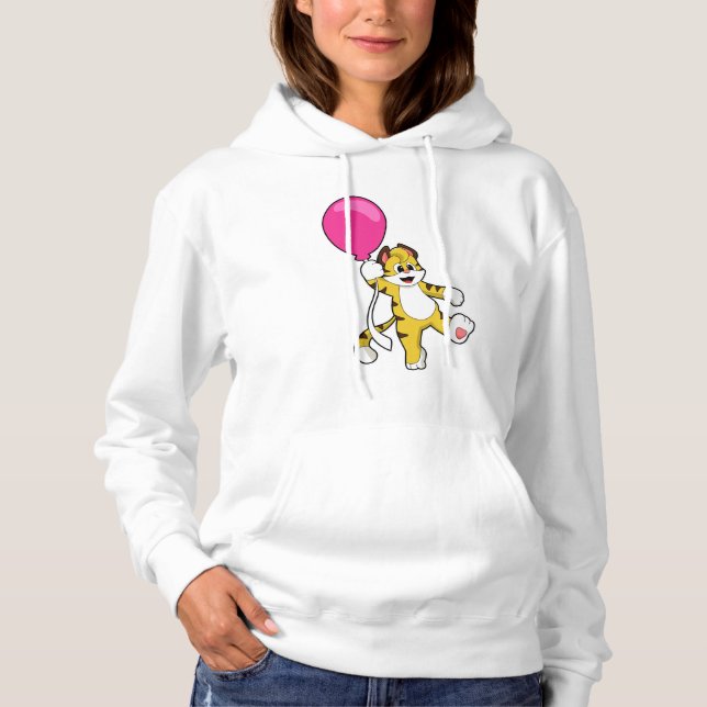 Tiger mit Ballon Hoodie (Vorderseite)