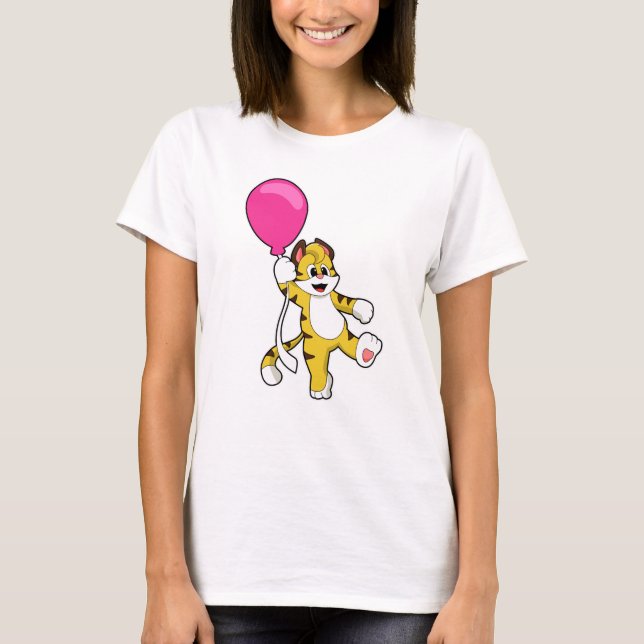 Tiger mit Ballon T-Shirt (Vorderseite)
