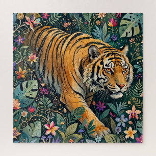 Tiger mit Bernstein-Augen Fantasy-Dschungelflora