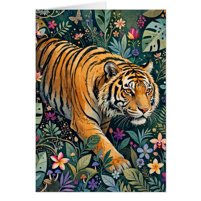 Tiger mit Bernstein-Augen Fantasy-Dschungelflora (Vorne)
