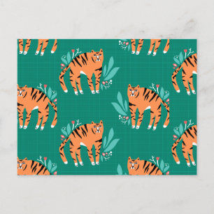 Tiger mit Blume Postkarte