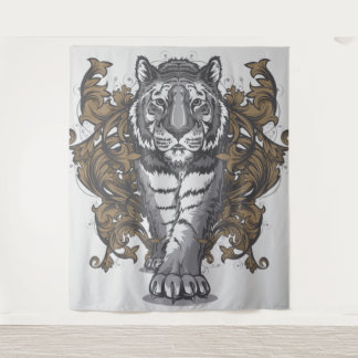 Tiger mit Blumenkunst-Deko-Extra-Großer Tapisserie Wandteppich