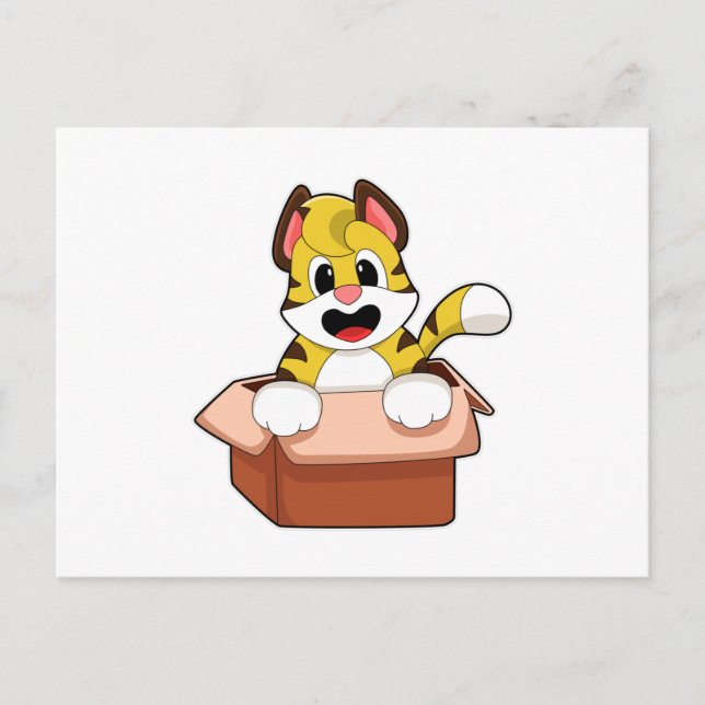 Tiger mit Box Postkarte (Vorderseite)