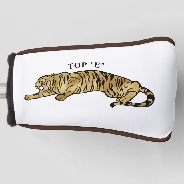 Tiger mit braunem und weißem Hintergrund Golf  Golf Headcover (Vorderseite)