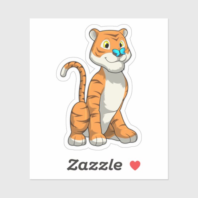 Tiger mit Butterfly Aufkleber (Blatt)