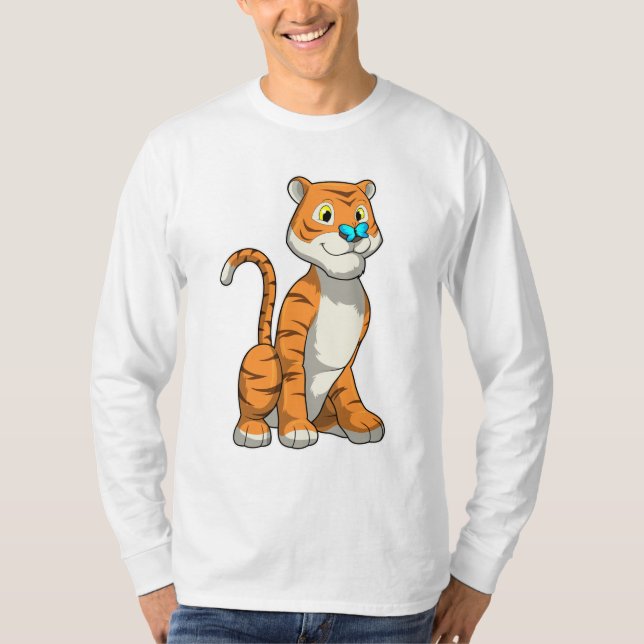 Tiger mit Butterfly T-Shirt (Vorderseite)