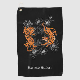 Tiger mit Cherry Blossom Golf Ihr Name Golfhandtuch