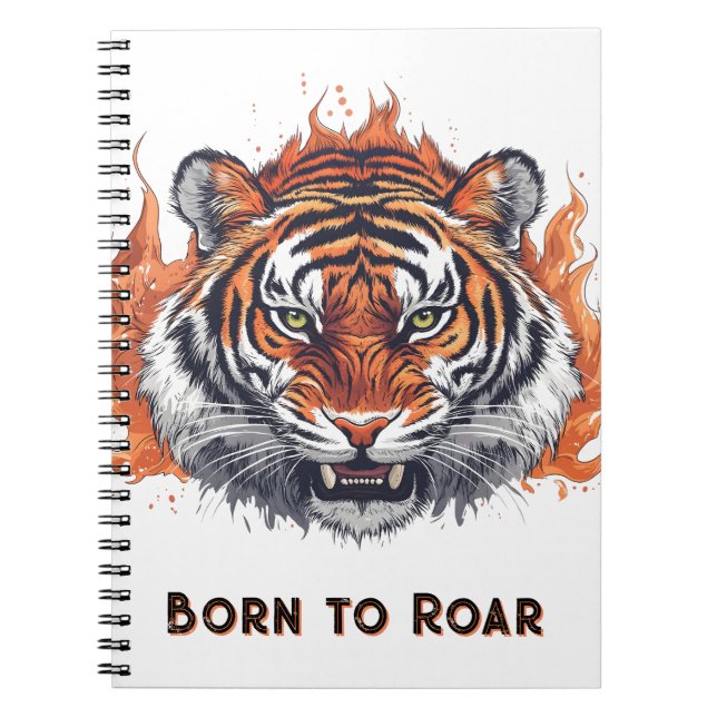 Tiger mit Flammen - Anpassbarer Text Notizblock (Vorderseite)