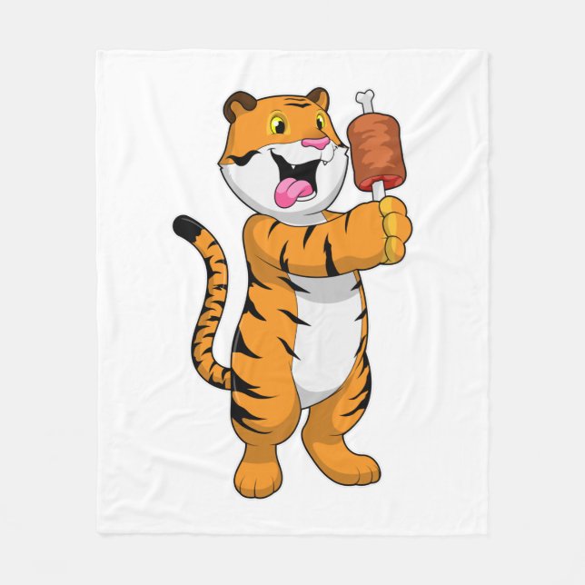 Tiger mit Fleisch Fleecedecke (Vorderseite)