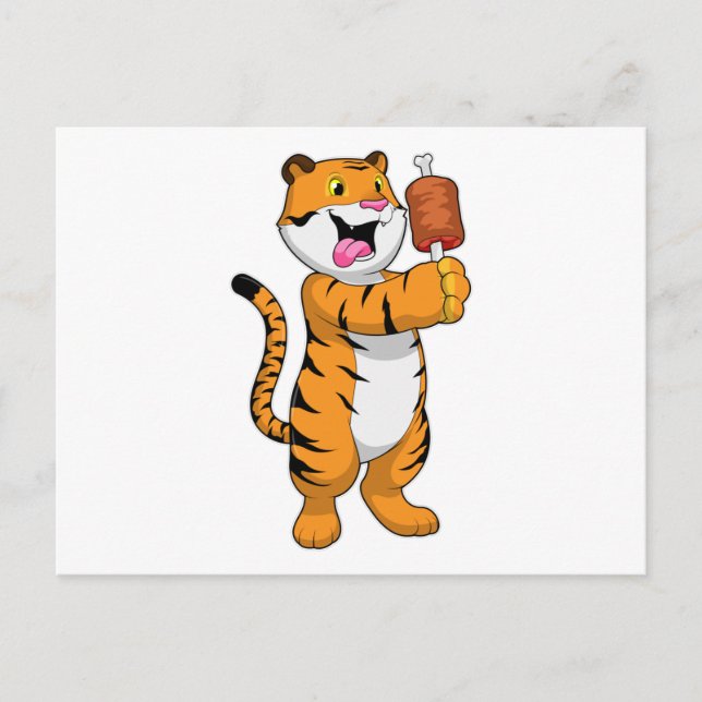 Tiger mit Fleisch Postkarte (Vorderseite)