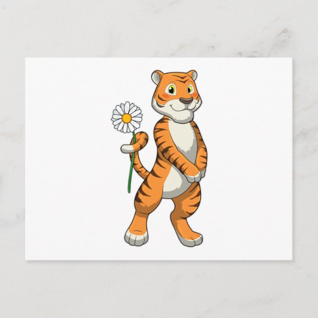 Tiger mit Gänseblümchen Postkarte (Vorderseite)