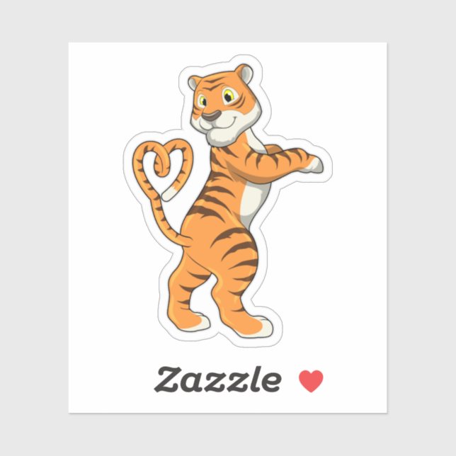 Tiger mit Herz Aufkleber (Blatt)
