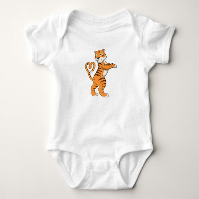Tiger mit Herz Baby Strampler (Vorderseite)