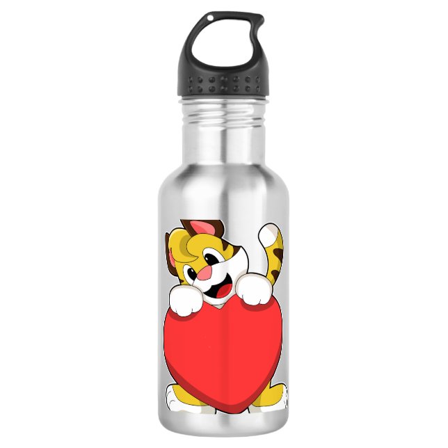 Tiger mit Herz Edelstahlflasche (Vorderseite)
