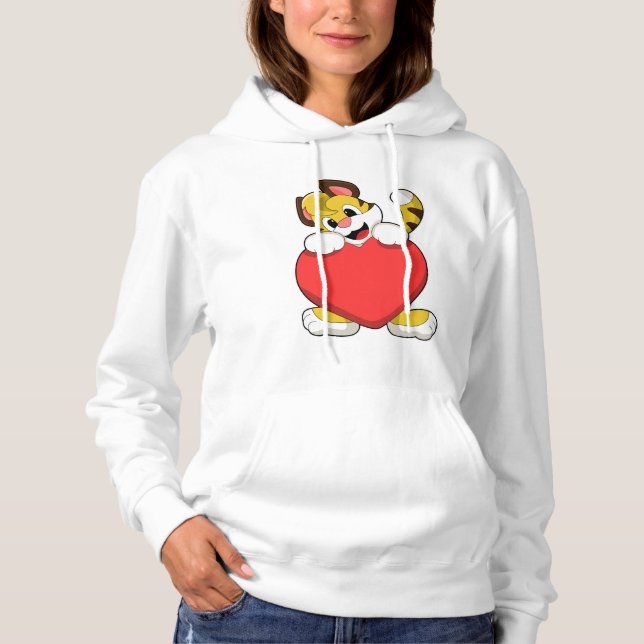 Tiger mit Herz Hoodie (Vorderseite)