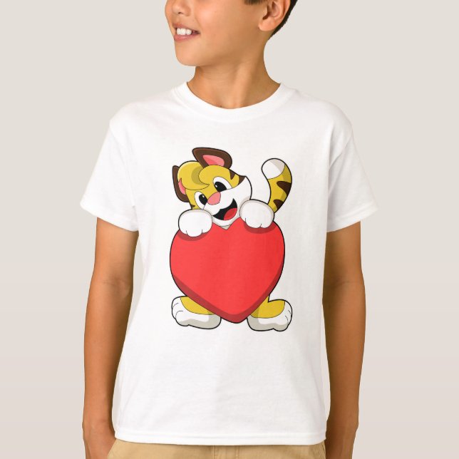 Tiger mit Herz T-Shirt (Vorderseite)