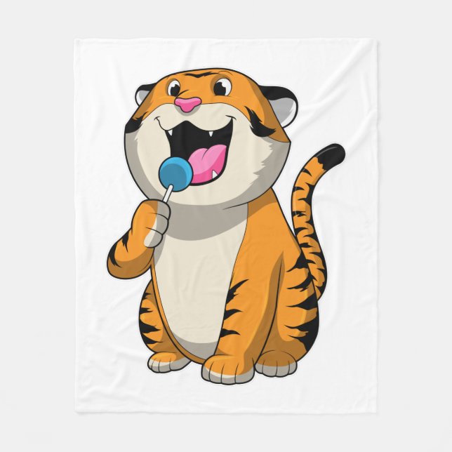 Tiger mit Lollipop Fleecedecke (Vorderseite)