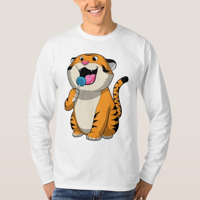 Tiger mit Lollipop T-Shirt (Vorderseite)