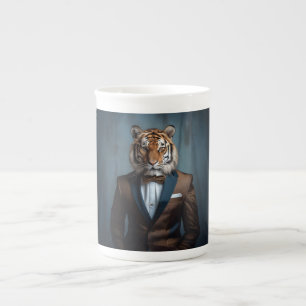 Tiger mit maßgeschneidertem Anzug Prozellantasse