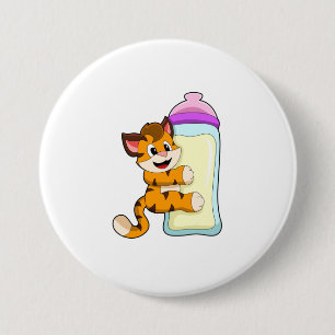 Tiger mit Milchflasche Button