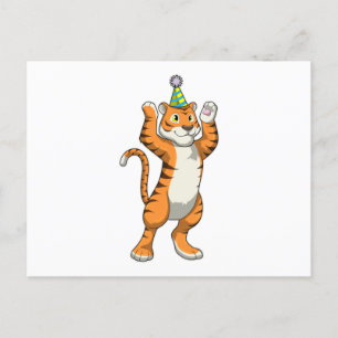 Tiger mit Partyhut Party Postkarte