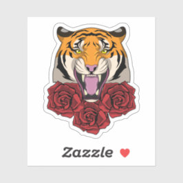 Tiger mit Rose Aufkleber