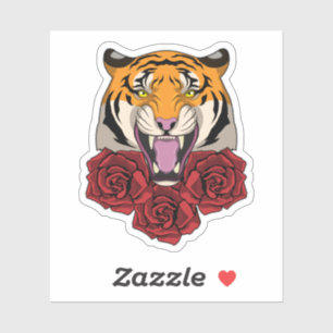 Tiger mit Rose Aufkleber
