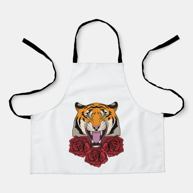 Tiger mit Rose Schürze (Vorderseite)