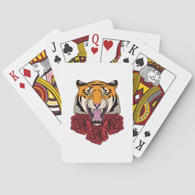 Tiger mit Rose Spielkarten (Rückseite)