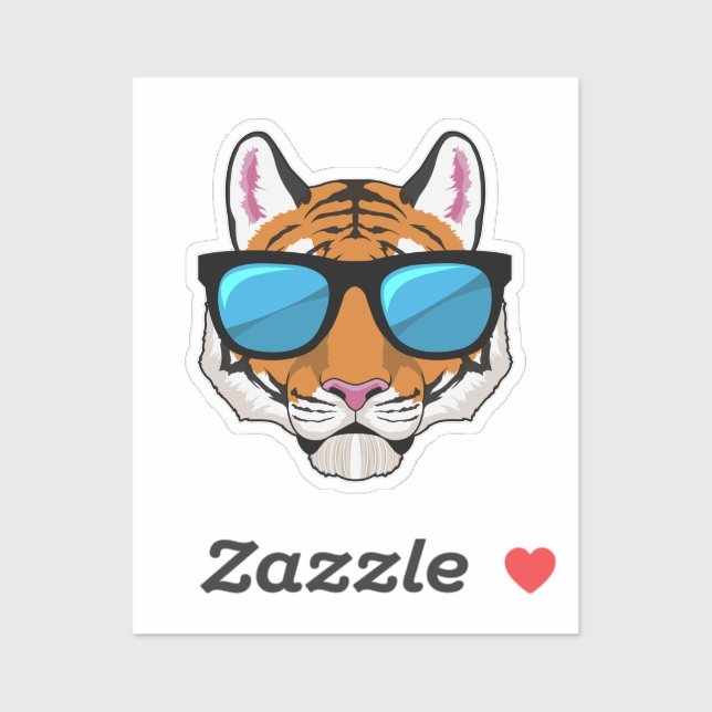 Tiger mit Sonnenbrille Aufkleber (Blatt)