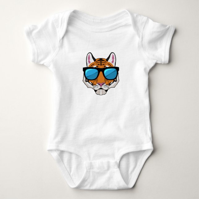 Tiger mit Sonnenbrille Baby Strampler (Vorderseite)