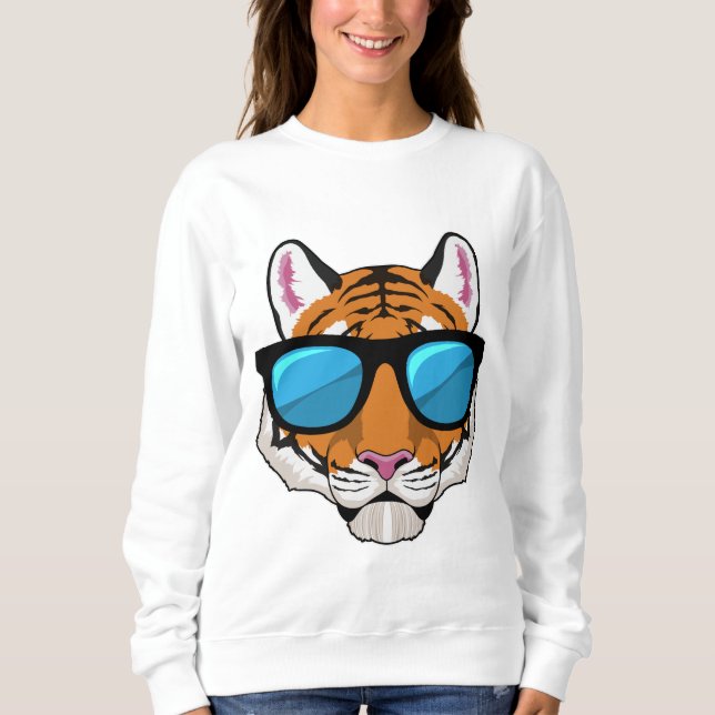 Tiger mit Sonnenbrille Sweatshirt (Vorderseite)
