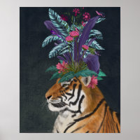 Tiger mit tropischem Headpiece