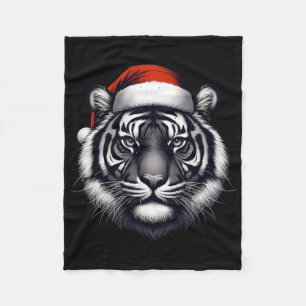 Tiger mit Weihnachtsmannmütze Weihnachten Xmas Lie Fleecedecke
