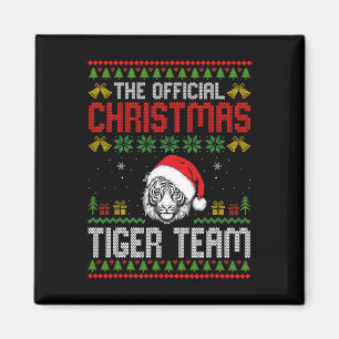Tiger mit Weihnachtsmannmütze Weihnachtsbeleuchtun Magnet