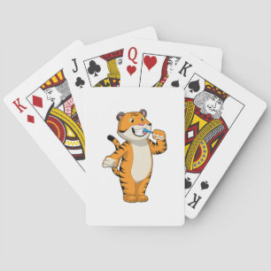 Tiger mit Zahnbürste Spielkarten