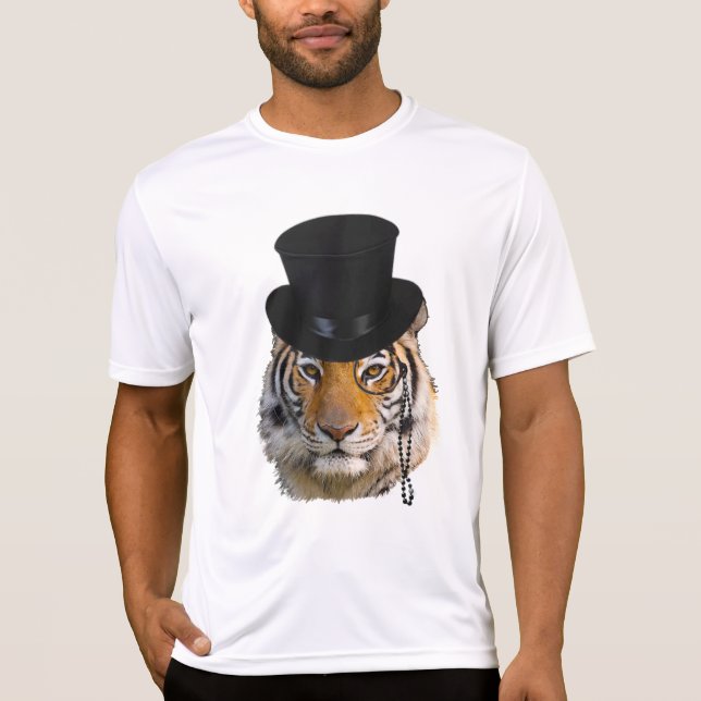 Tiger mit Zylinder und Monocle T-Shirt (Vorderseite)